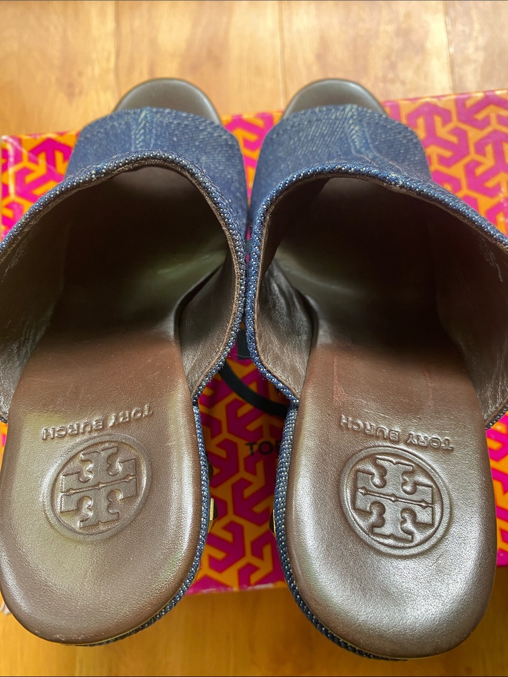 Tory Burch Navy Denim Open-Toe Mule - Picture 4 of 16
